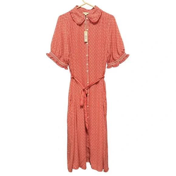 Max Studio | Dresses | Max Studio Womens Large Red Floral Print Maxi Midi Shirt  Dress Collared Belted | Poshmark